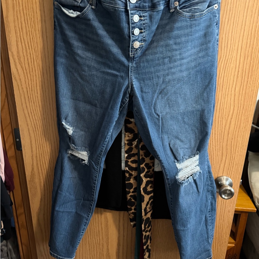 Torrid Blue Ripped Skinny Jeans